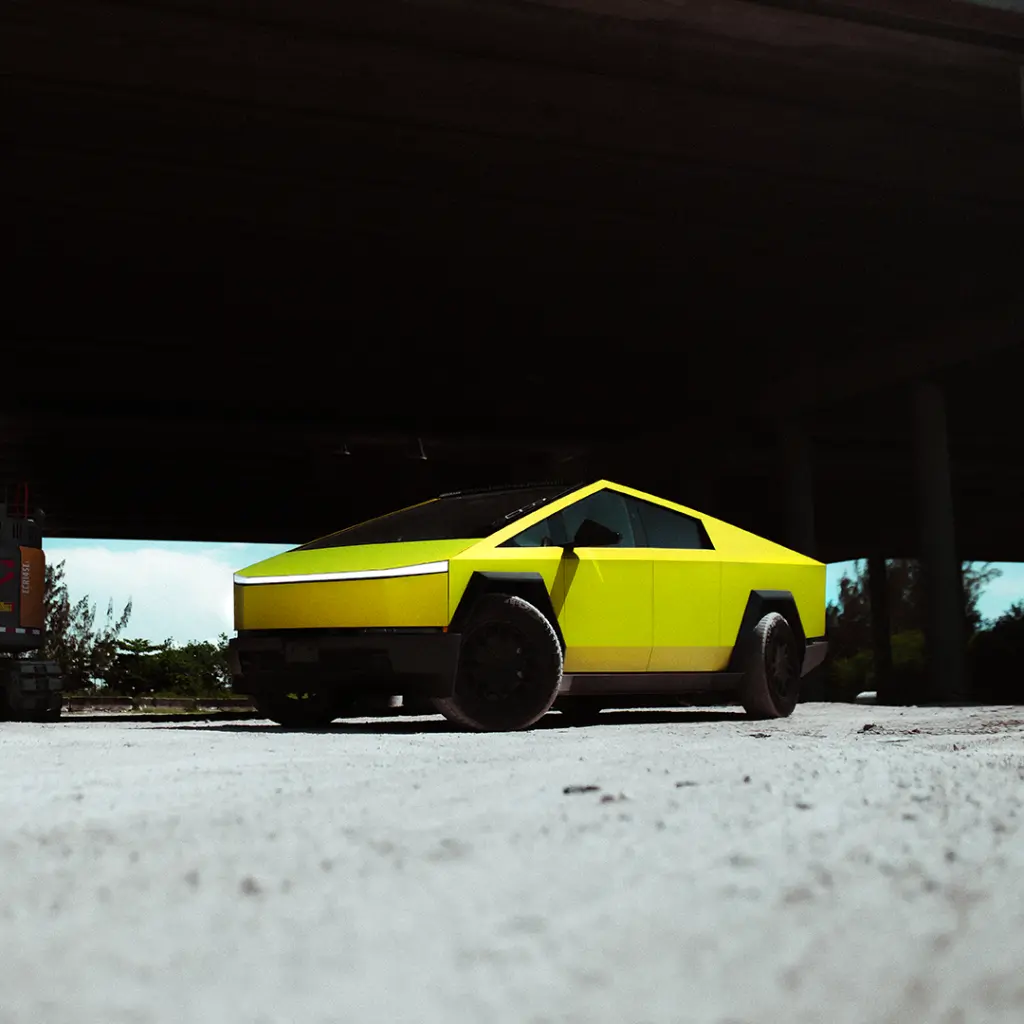 EVOLV-Limonellow-PPF-tesla-cybertruck-front-wide.webp